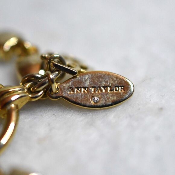 Vintage Ann Taylor Amber/Butterscotch Gold Tone Rhinestone Accent Chain Necklace - Picture 4 of 5